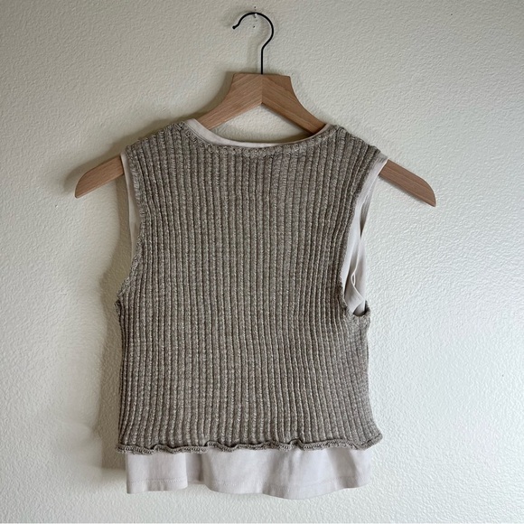 Zara Sleeveless Knit Top - Beige Small - Picture 3 of 3